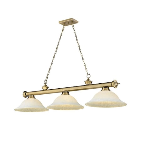 Z-Lite Cordon 3 Light Billiard, Rubbed Brass & White Mottle 2306-3RB-WM16